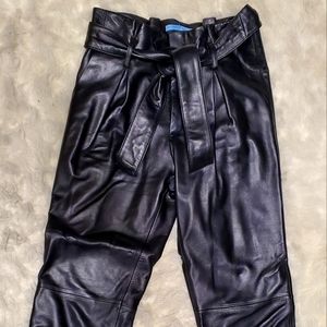 Antonio Melani Hight Waist Belted Black Leather Pants size 2  #PoshAffiliate